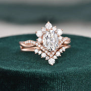 1.50 CT Oval Cut Moissanite Bridal Wedding Ring Set